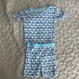 Little Sleepies Blue and White Rainbow Pajama Set